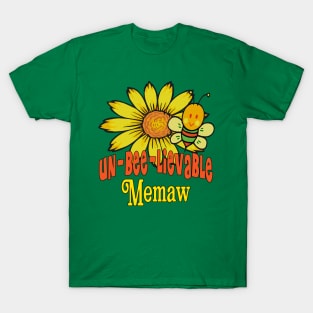 Unbelievable Memaw Sunflowers and Bees T-Shirt